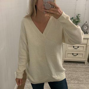 H&M Cream Oversized V-Neck Sweater